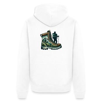 Hiking boots Mountain Trekkeur Randonneur - Unisex Premium Organic Zip Hoodie - white - Back - Thijin (182cm)