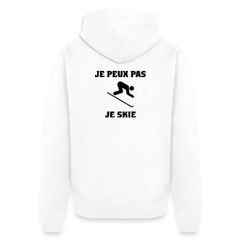 ICH KANN NICHT. SKI. SKI. SCHLÄGER. SCHNEE. SNOWBOARDEN - Unisex Premium Bio Zip Hoodie - Weiß - Hinten - Thijin (182cm)