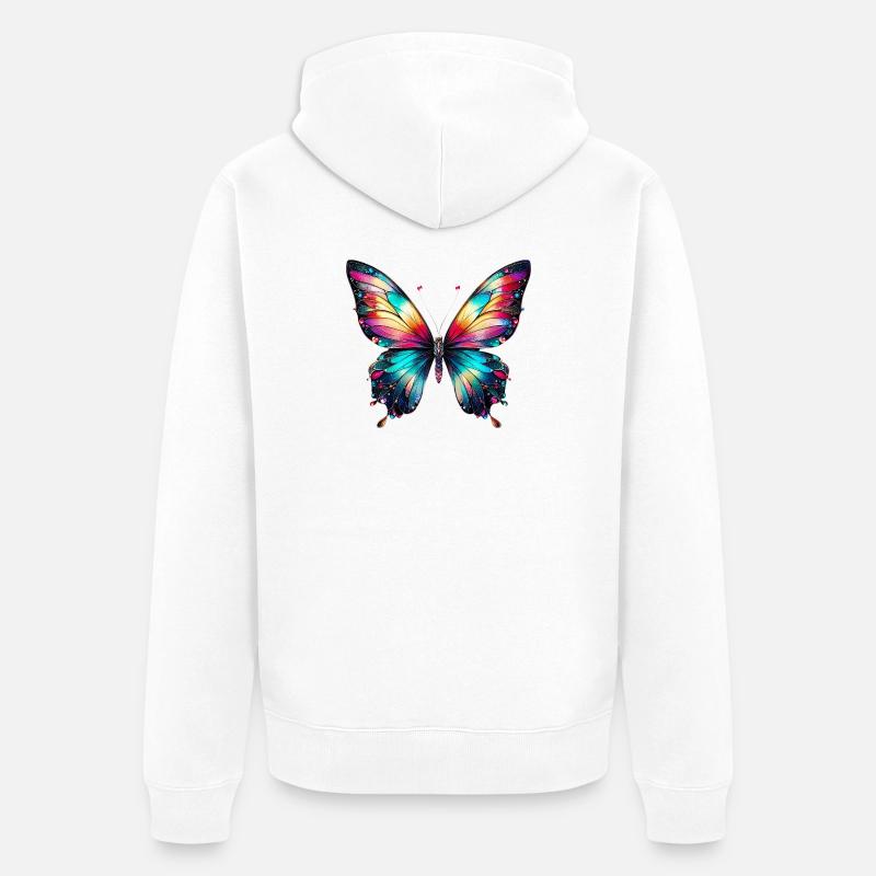 Papillon - Veste à capuche bio Premium Unisexe - blanc