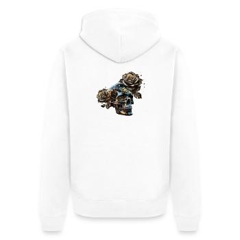 Stunning dark steampunk skull with roses - Unisex Premium Organic Zip Hoodie - white - Back - Thijin (182cm)