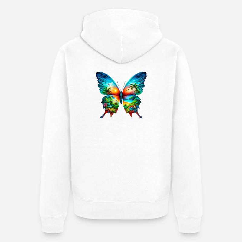 Papillon - Veste à capuche bio Premium Unisexe - blanc