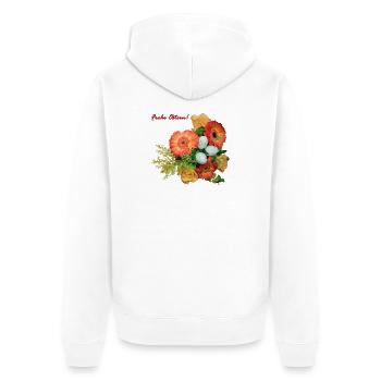 Fröhliche Ostern Blumenmix - Unisex Premium Bio Zip Hoodie - Weiß - Hinten - Thijin (182cm)