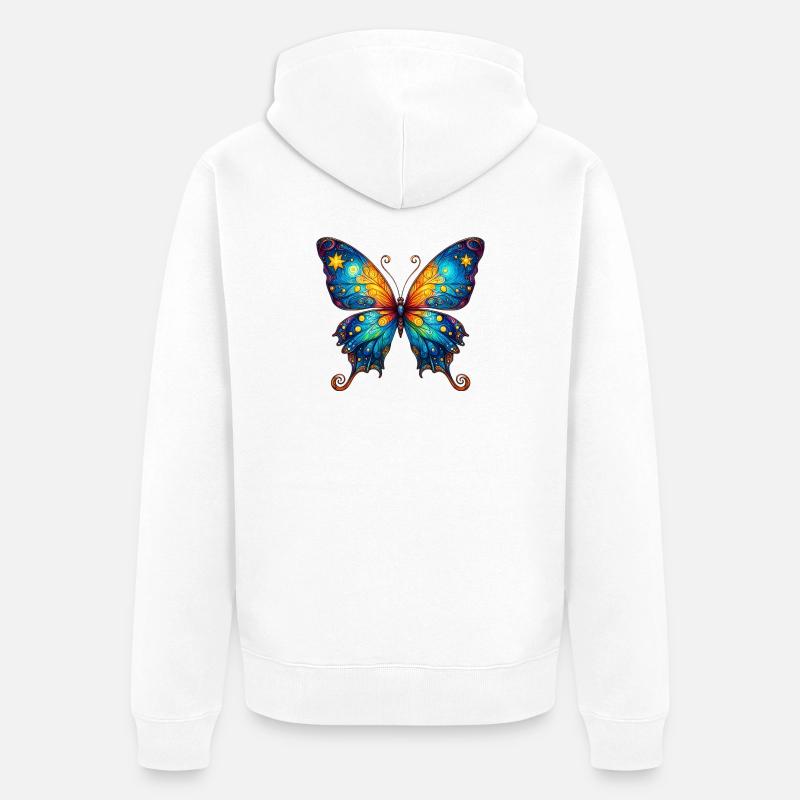Papillon Van Gogh - Veste à capuche bio Premium Unisexe - blanc