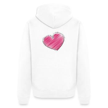 HERZ. PAPA. MAMA. Junggesellinnenabschied. BEBE. KIND. HERZ. FEST - Unisex Premium Bio Zip Hoodie - Weiß - Hinten - Thijin (182cm)