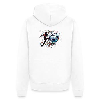 joueur de football dynamique jouant au football - Veste à capuche bio Premium Unisexe - blanc - Dos - Thijin (182cm)