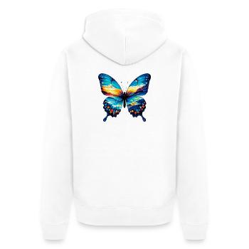 Schmetterling - Unisex Premium Bio Zip Hoodie - Weiß - Hinten - Thijin (182cm)