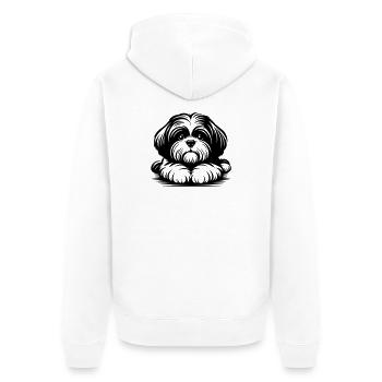Tête de Shih Tzu avec pattes - Veste à capuche bio Premium Unisexe - blanc - Dos - Thijin (182cm)