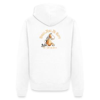 Les chevaux me rendent heureux Cheval dicton - Veste à capuche bio Premium Unisexe - blanc - Dos - Thijin (182cm)