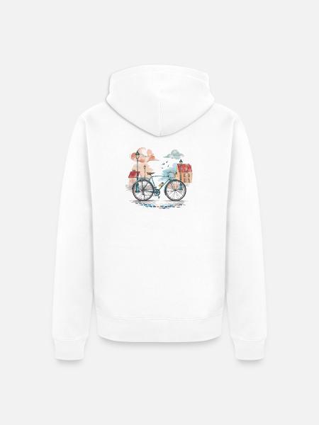 Radabenteuer in der Stadt - Unisex Premium Bio Zip Hoodie - Weiß