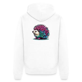 Igel - Unisex Premium Bio Zip Hoodie - Weiß - Hinten - Thijin (182cm)