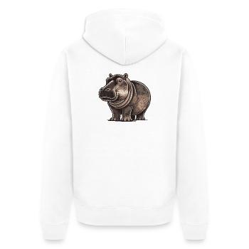 Hippopotamus - Unisex Premium Organic Zip Hoodie - white - Back - Thijin (182cm)