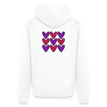 HEART. HAPPY BIRTHDAY. HAPPY BIRTHDAY - Unisex Premium Organic Zip Hoodie - white - Back - Thijin (182cm)