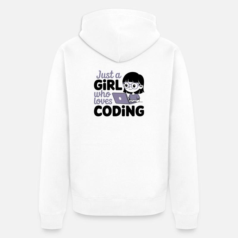 Nur ein Mädchen, das das Programmieren liebt - Unisex Premium Bio Zip Hoodie - Weiß