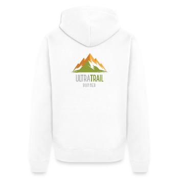 UltraTrail Runner - Unisex Premium Organic Zip Hoodie - white - Back - Thijin (182cm)