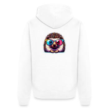 Hérisson avec lunettes de soleil - Veste à capuche bio Premium Unisexe - blanc - Dos - Thijin (182cm)