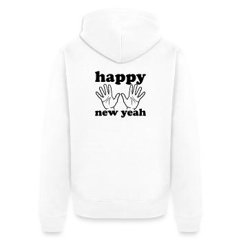 Happy new yeah - Unisex Premium Bio Zip Hoodie - Weiß - Hinten - Thijin (182cm)