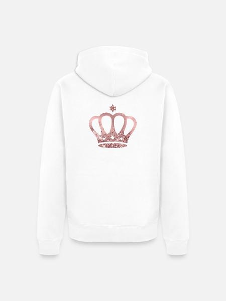 Krone, chic, rose-gold personalisierbar - Unisex Premium Bio Zip Hoodie - Weiß