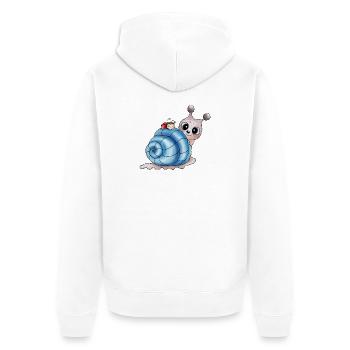 schneckenhaus blau - Unisex Premium Bio Zip Hoodie - Weiß - Hinten - Thijin (182cm)