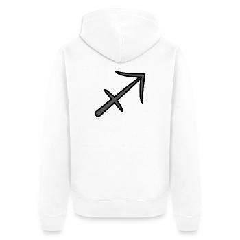 Signe du zodiaque Sagittaire Symbole Noir & Gris - Veste à capuche bio Premium Unisexe - blanc - Dos - Thijin (182cm)