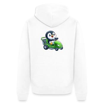 Tondeuse à gazon pingouin mignon horticulture - Veste à capuche bio Premium Unisexe - blanc - Dos - Thijin (182cm)