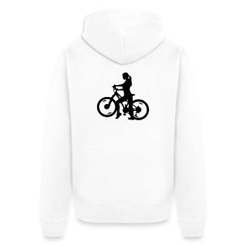 Cyclist - Unisex Premium Organic Zip Hoodie - white - Back - Thijin (182cm)