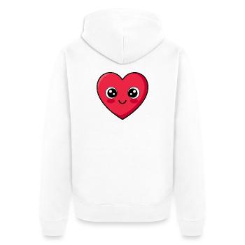 Kawaii Herz Emoticon Design - Unisex Premium Bio Zip Hoodie - Weiß - Hinten - Thijin (182cm)