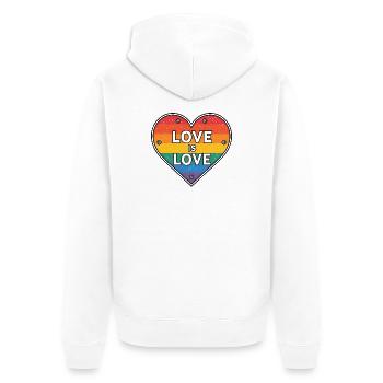 Love Is Love – Rainbow Heart Sign - Unisex Premium Organic Zip Hoodie - white - Back - Thijin (182cm)