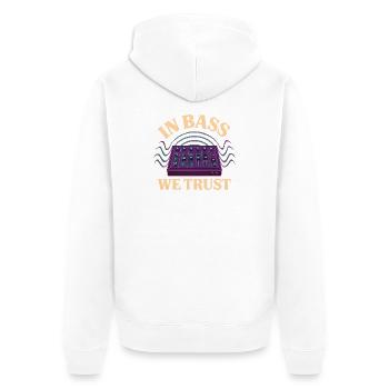 In Bass We Trust – DJ Mischpult Techno Design - Unisex Premium Bio Zip Hoodie - Weiß - Hinten - Thijin (182cm)