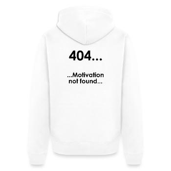 Unispruch "Error404" Student Geschenk, Studenten - Unisex Premium Bio Zip Hoodie - Weiß - Hinten - Thijin (182cm)