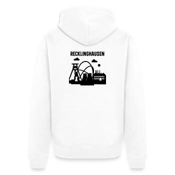 Recklinghausen Silhouette - Unisex Premium Bio Zip Hoodie - Weiß - Hinten - Thijin (182cm)