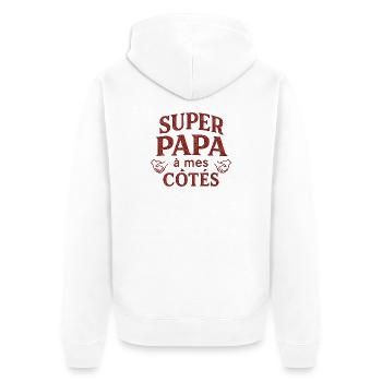 Super Papa à mes côtés - Fête des Pères - Veste à capuche bio Premium Unisexe - blanc - Dos - Thijin (182cm)