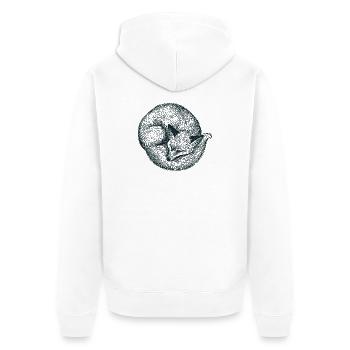 Eingerollter Fuchs - Unisex Premium Bio Zip Hoodie - Weiß - Hinten - Thijin (182cm)