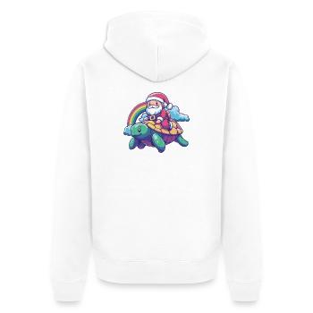 Turtle Santa Claus Christmas - Unisex Premium Organic Zip Hoodie - white - Back - Thijin (182cm)
