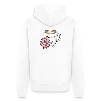 Café drôle dessin animé Art - Veste à capuche bio Premium Unisexe - blanc - Dos - Thijin (182cm)