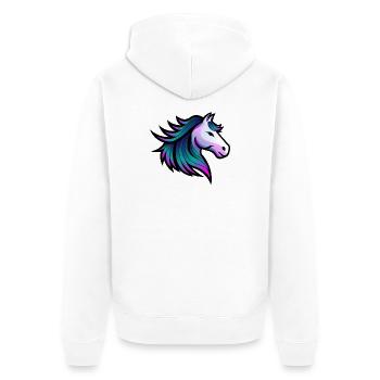 Indigo-Geist-Pferd-Illustration - Unisex Premium Bio Zip Hoodie - Weiß - Hinten - Thijin (182cm)