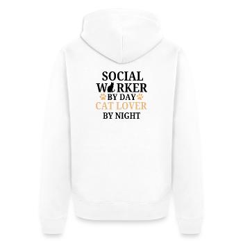 Social Worker Work Cat Owner Lover Support - Unisex Premium Organic Zip Hoodie - white - Back - Thijin (182cm)