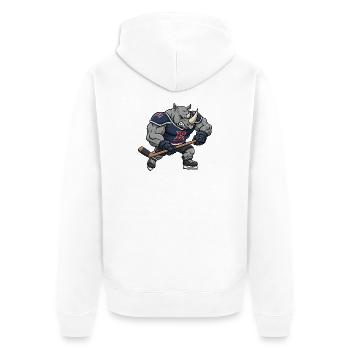 Süßer Eishockeyspieler Rhino cool Cartoon Stark - Unisex Premium Organic Zip Hoodie - white - Back - Thijin (182cm)
