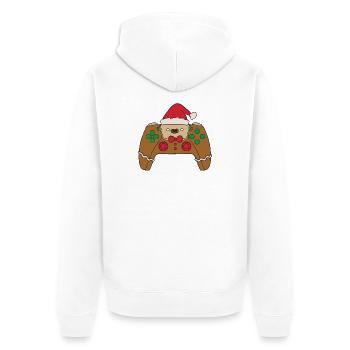 Contrôleur de jeu vidéo en pain d’épices Joueur de Noël - Veste à capuche bio Premium Unisexe - blanc - Dos - Thijin (182cm)