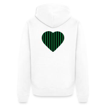 Striped Green Heart Against Black Green-Black - Unisex Premium Organic Zip Hoodie - white - Back - Thijin (182cm)