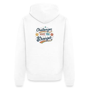 Challenges Make You Stronger Rainbow - Unisex Premium Organic Zip Hoodie - white - Back - Thijin (182cm)
