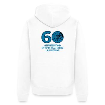 HU February 2026 - 60 Years - Birthday Gift - Unisex Premium Organic Zip Hoodie - white - Back - Thijin (182cm)