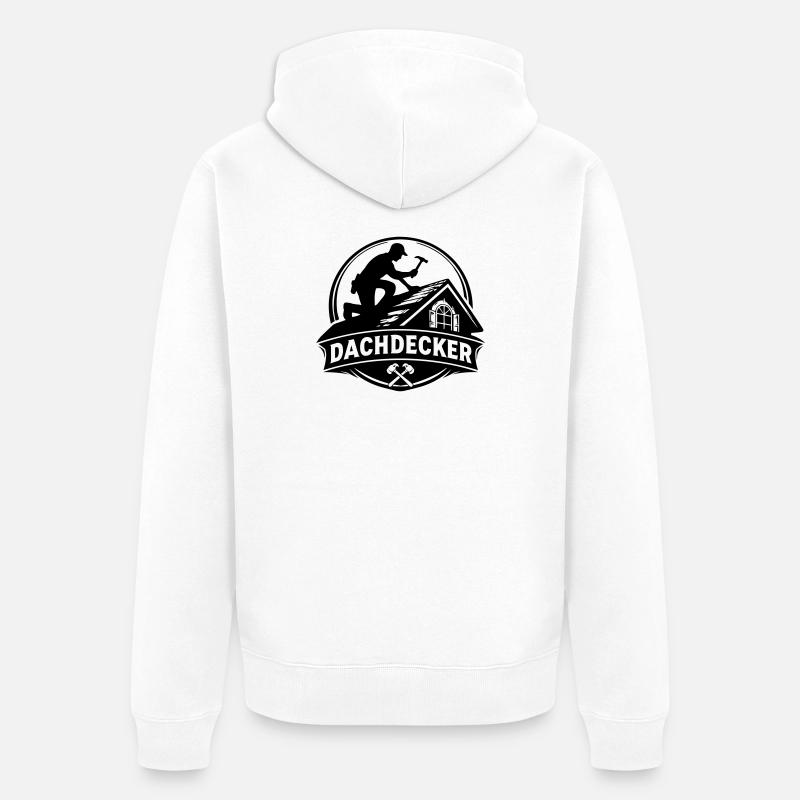 Silhouette de couvreur sur le toit - Veste à capuche bio Premium Unisexe - blanc