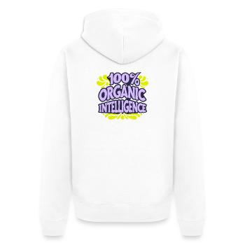 100% Organic Intelligence, Not an AI - Unisex Premium Organic Zip Hoodie - white - Back - Thijin (182cm)