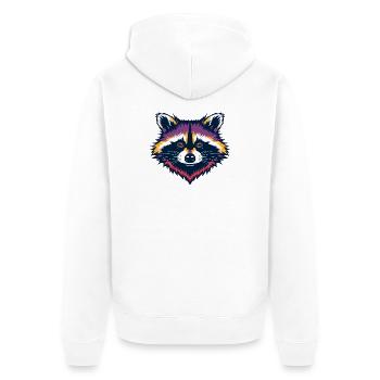Neon Raccoon Head - Unisex Premium Organic Zip Hoodie - white - Back - Thijin (182cm)