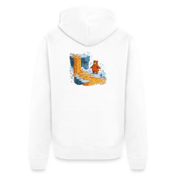 Bär am Lavastrom auf Eis - Unisex Premium Organic Zip Hoodie - white - Back - Thijin (182cm)