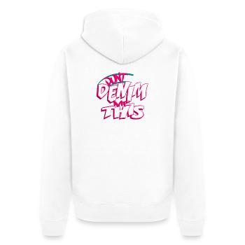 Verwandle mich nicht in eine Jeans. - Unisex Premium Bio Zip Hoodie - Weiß - Hinten - Thijin (182cm)