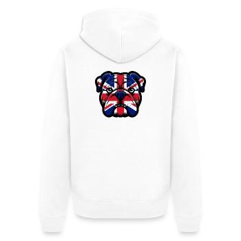 Union Jack Bulldoggen-Porträt - Unisex Premium Bio Zip Hoodie - Weiß - Hinten - Thijin (182cm)
