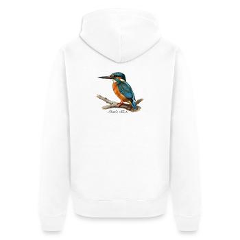Colorful Kingfisher on Branch - Unisex Premium Organic Zip Hoodie - white - Back - Thijin (182cm)