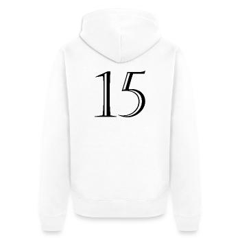 15. 15 YEARS. 15th ANNIVERSARY. 15 YEAR ANNIVERSARY. - Unisex Premium Organic Zip Hoodie - white - Back - Thijin (182cm)