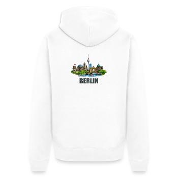 Berliner Skyline  - Unisex Premium Bio Zip Hoodie - Weiß - Hinten - Thijin (182cm)